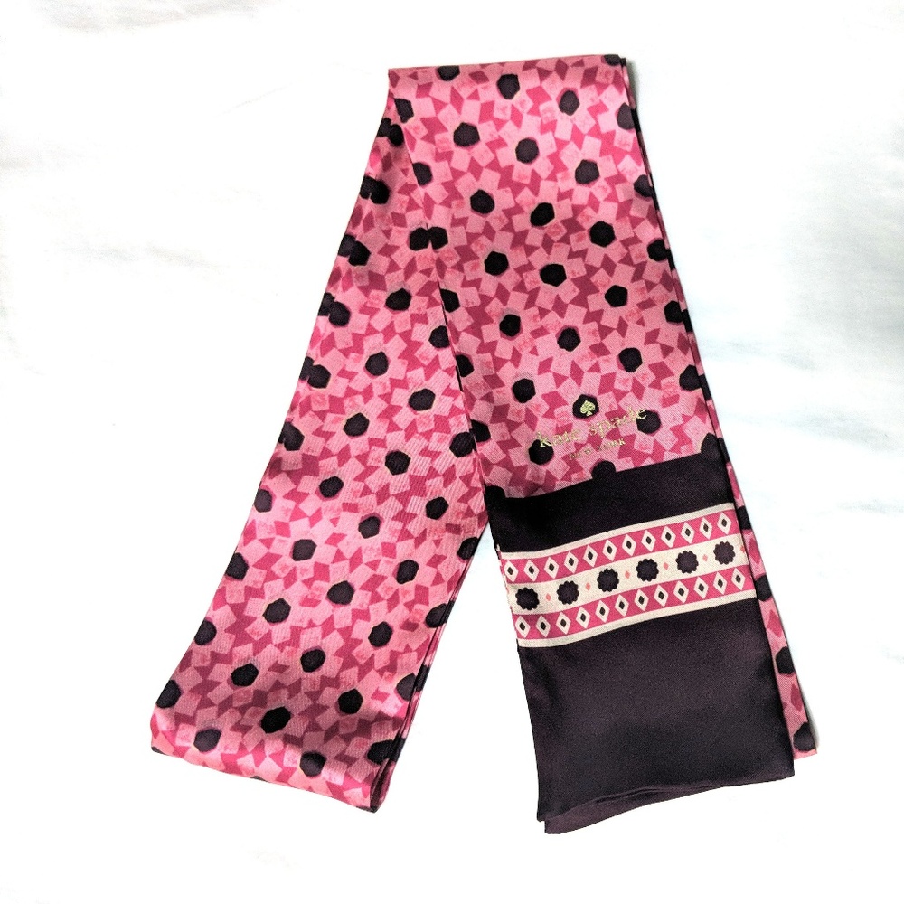 kate spade new york floral tile silk skinny scarf